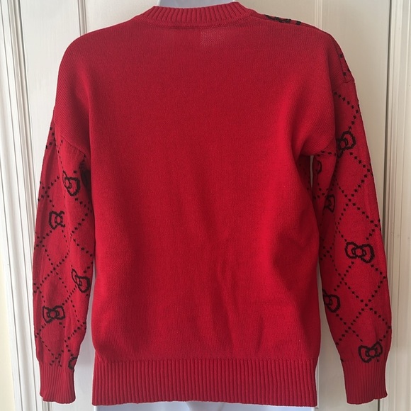NWT Sanrio Hello Kitty Sweater Pullover XS Long Sleeve Red Bows Retro 70's 80's - Picture 6 of 17